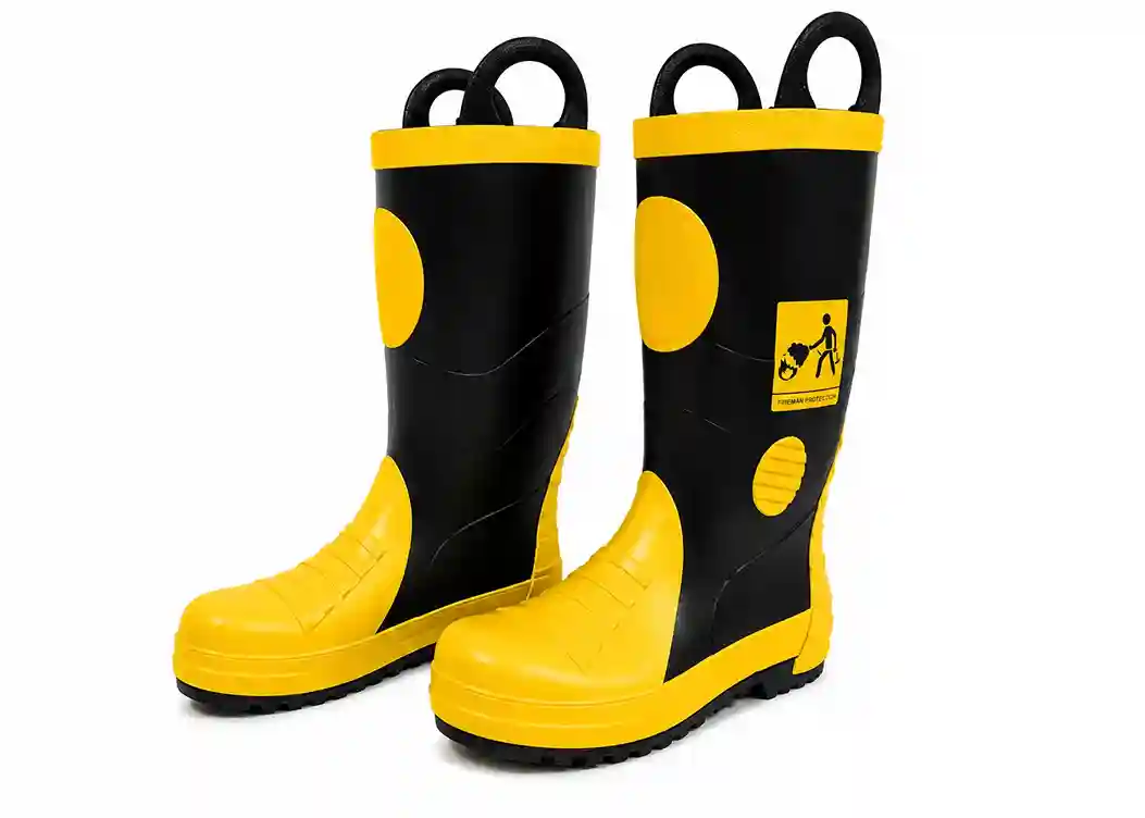 Safety Fire Boot – Sepatu Pemadam Kebakaran Polyaramide, Warna Hitam Kuning, Ukuran 39-43