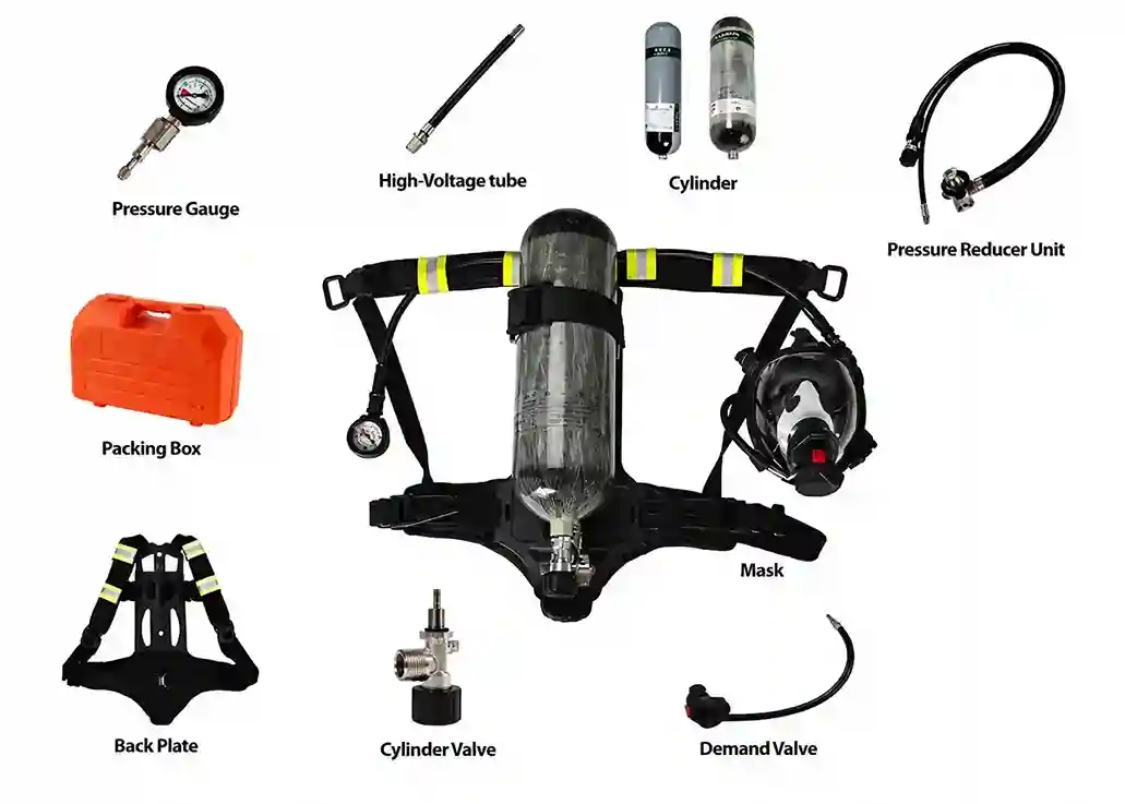 Thumbnail SCBA Breathing Apparatus Carbon Fiber Composite 6.8L – Alat Pernapasan Mandiri Tekanan 300 Bar