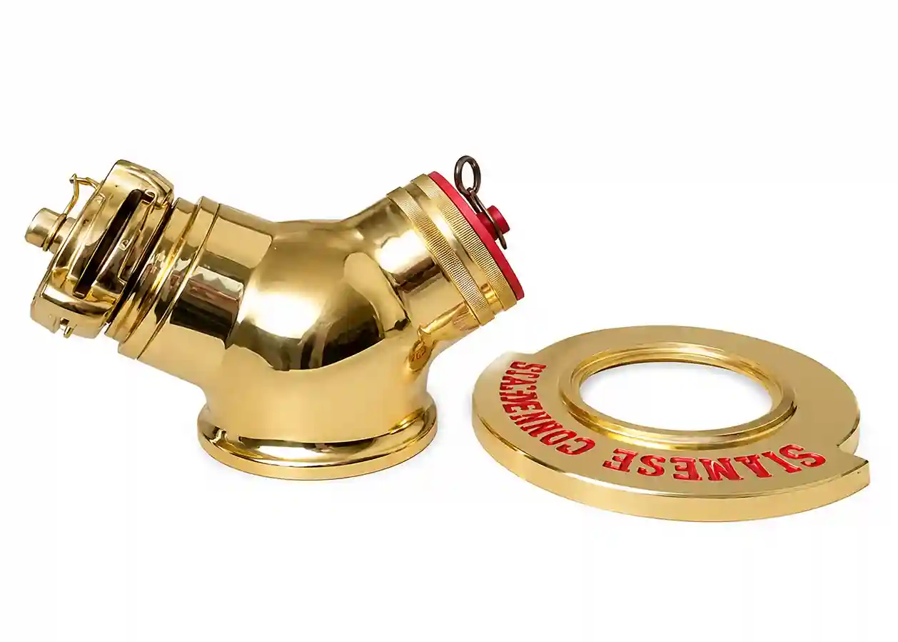 Siamese Brass S7 Machino VDH – Sambungan Hydrant Kuningan 4" x 2.5" x 2.5"