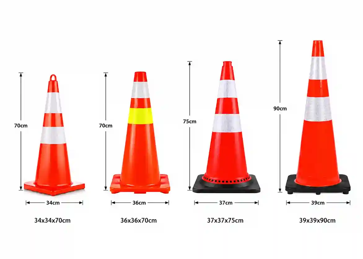 Traffic Cone Karet Double Reflective – Kerucut Lalu Lintas Rubber dengan Double Scotchlite