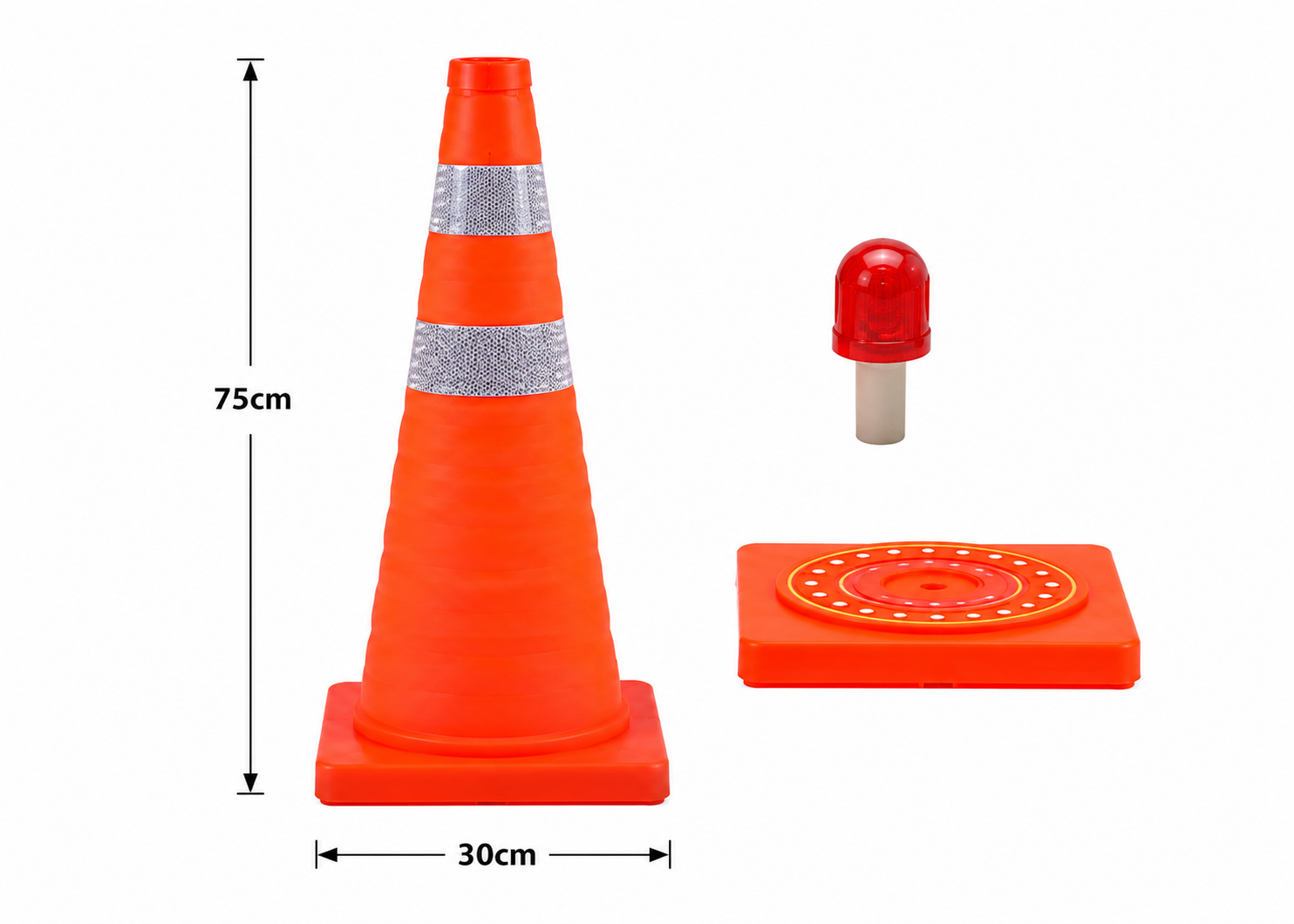 Traffic Cone Lipat 75cm – Kerucut Lalu Lintas Portable PVC Parasut