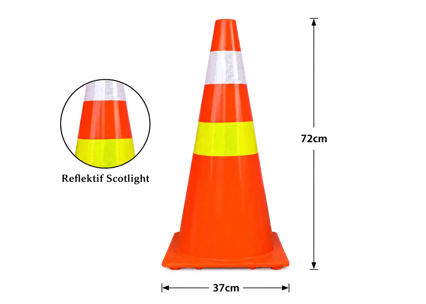 Thumbnail Traffic Cone PVC – Kerucut Lalu Lintas PVC dengan Double & Single Reflective Scotchlite